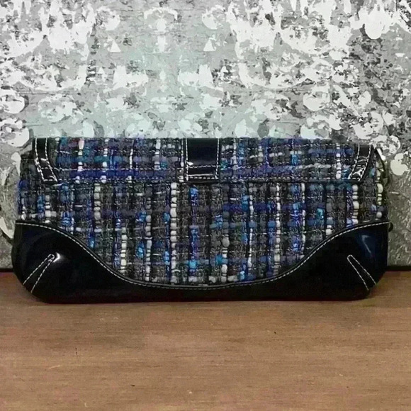 Blue Wool Clutch / Wristlet with Black Trim - Picture 2 of 3